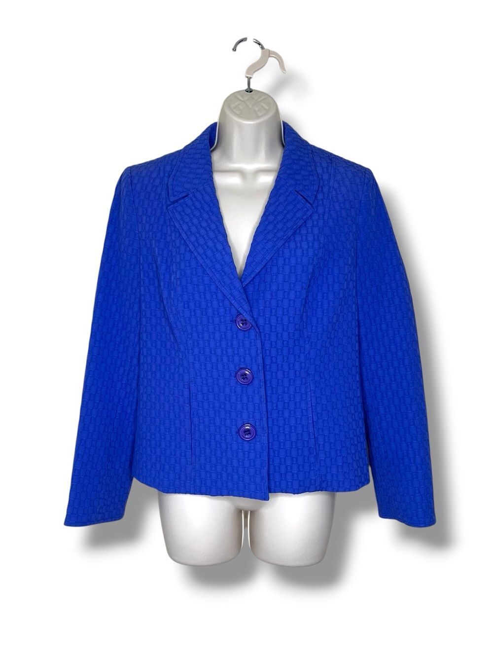 Ingenuity Women's Blazer Size 6 Cobalt Blue Waffle Textured Jacket NWT Lined